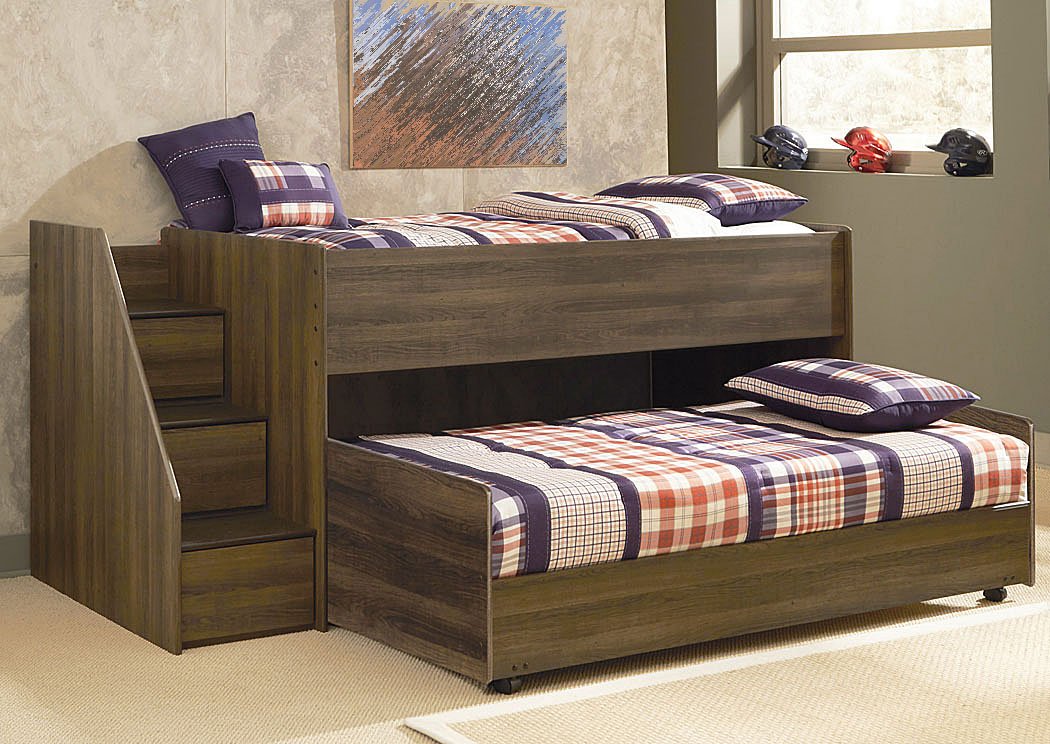 Juararo Twin Loft & Caster Bed Set w/ Left Storage Steps,Signature Design by Ashley