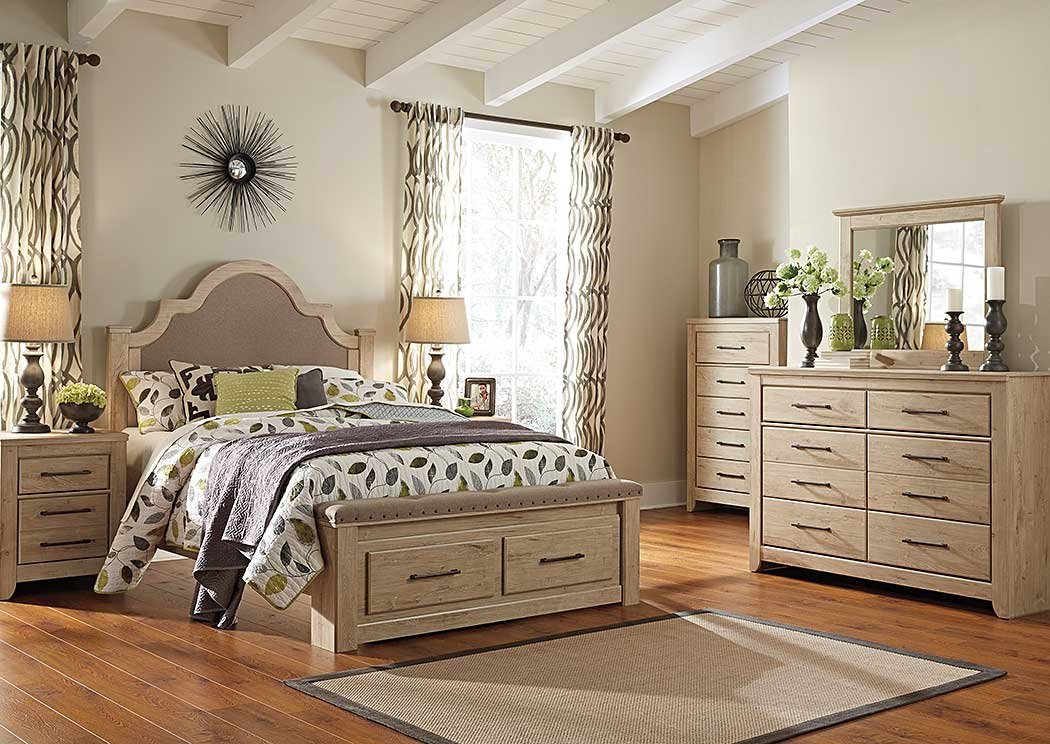 Annilynn Queen Upholstered Storage Bed, Dresser & Mirror,Signature Design by Ashley