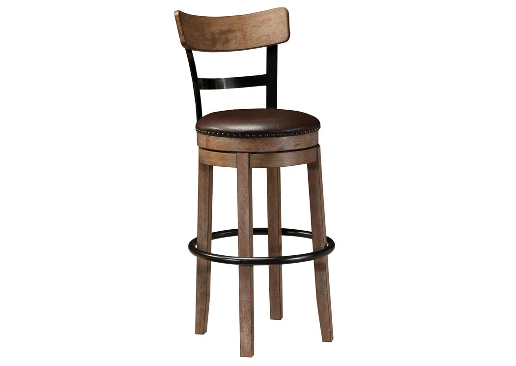 Pinnadel Light Brown Tall Upholstered Swivel Barstool,Signature Design by Ashley