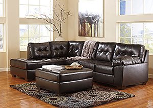 Alliston DuraBlend Chocolate Left Arm Facing Chaise End Sectional & Oversized Accent Ottoman