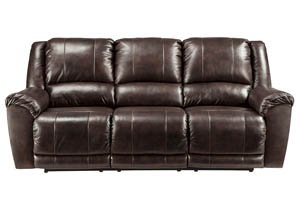 Yancy Walnut Reclining Power Sofa,Signature Design by Ashley