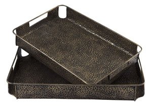 Kale Antique Bronze Finish Tray (Set of 2),Signature Design by Ashley