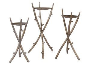 Kamari Silver Finish Candle Holder (Set of 3),Signature Design by Ashley