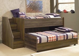 Juararo Twin Loft & Caster Bed Set w/ Left Storage Steps,Signature Design by Ashley