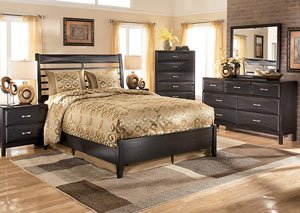 Kira Black Queen Panel Bed, Dresser & Mirror,Ashley