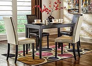 Kimonte Rectangular Dining Table w/ 2 Dark Brown Chairs & 2 Ivory Chairs,Signature Design by Ashley