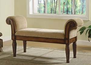 Beige & Brown Stately Upholstered Bench,Coaster Furniture