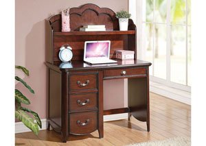 Cecilie Cherry Computer Desk w/Hutch