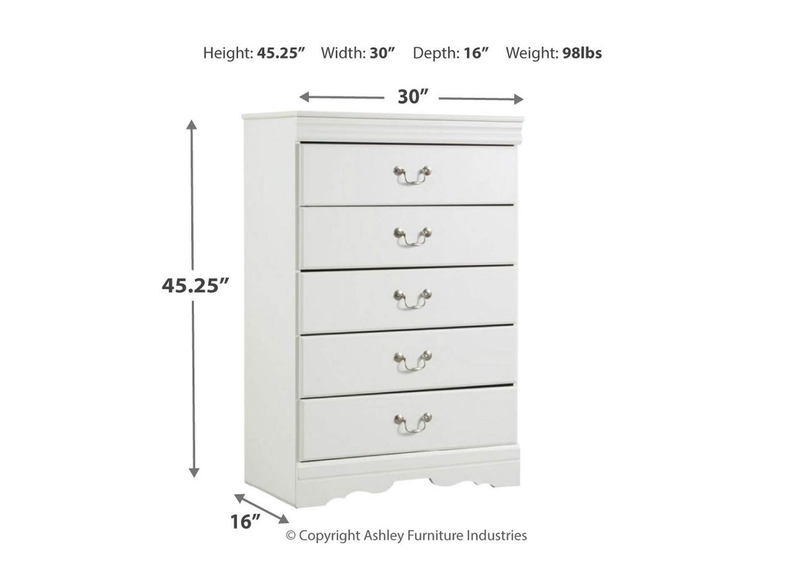 White Anarasia Chest of Drawers,Signature Design By Ashley