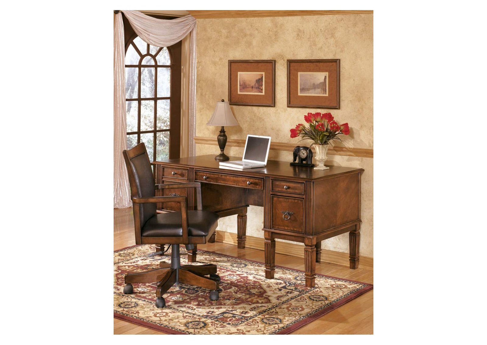 Hamlyn Medium Brown Swivel Desk Chair,Signature Design By Ashley