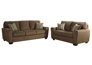 Landoff Walnut Sofa and Loveseat
