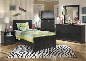 Maribel Twin Panel Bed, Dresser & Mirror