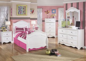 Exquisite Full Sleigh Bed, Dresser & Mirror