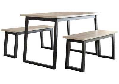 Waylowe Two-Tone Dining Table and Benches (Set of 3)