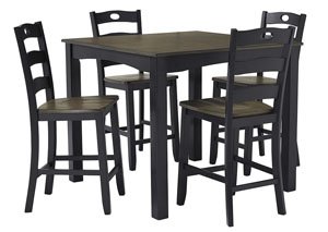 Froshburg Grayish Brown/Black 5 Piece Square Counter Table Set