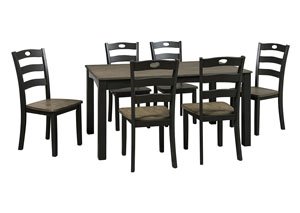 Froshburg Grayish Brown/Black 7 Piece Dining Room Table Set