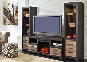 Harlinton Large TV Stand w/ Piers & LED Fireplace Insert