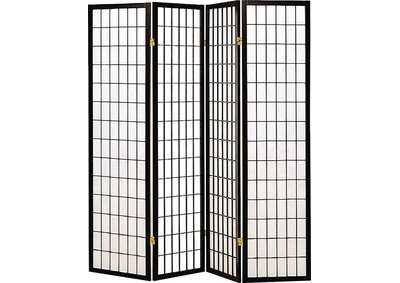 Cultured Pearl Transitional Black Four-Panel Screen