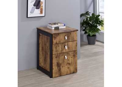 Image for Estrella 3-drawer File Cabinet Antique Nutmeg and Gunmetal