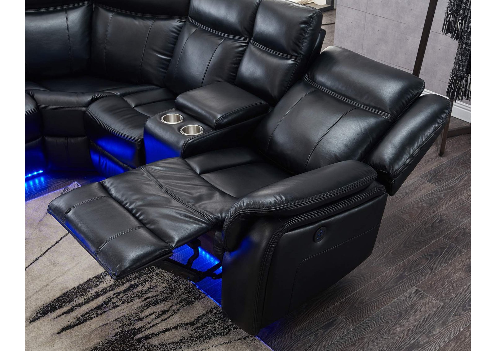 Black Sectional W/ Led Lighting,Global Furniture USA