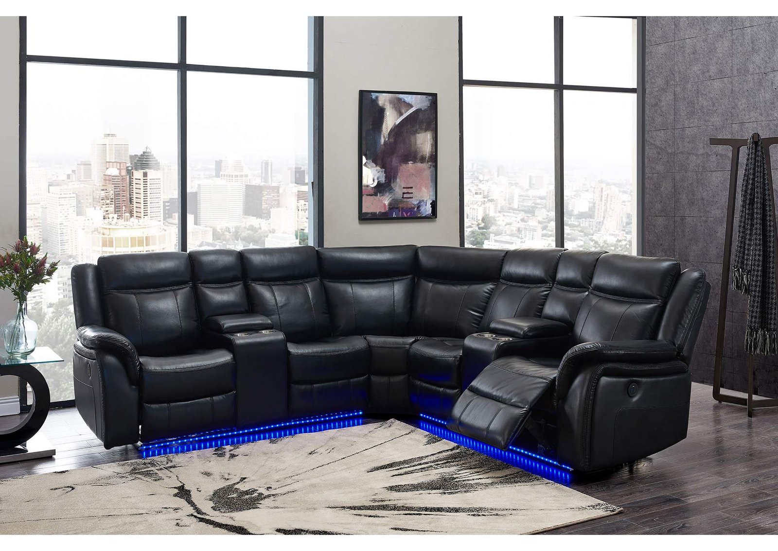 Black Sectional W/ Led Lighting,Global Furniture USA